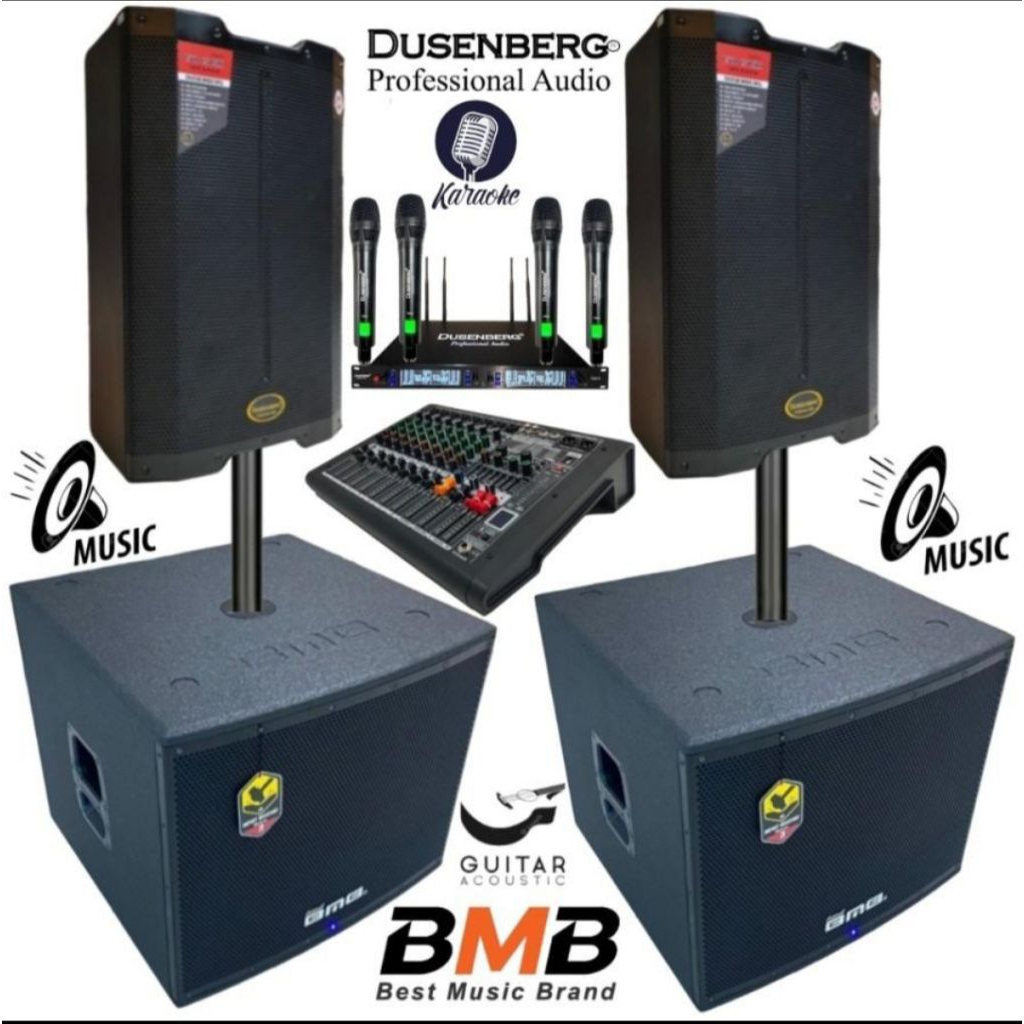 Paket sound system profesional, BMB subwoofer 15 inch & dusenberg 15 inch