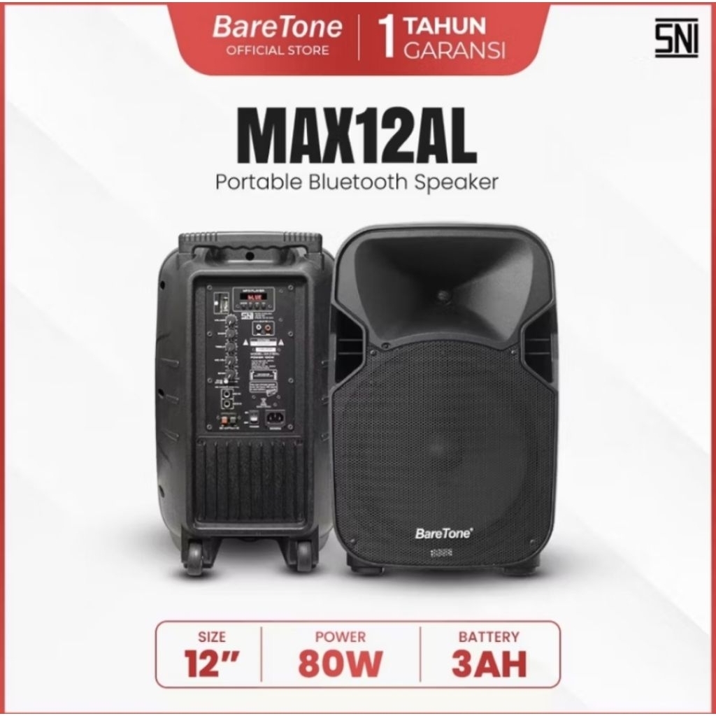 Baretone Speaker Aktif Portable MAX12AL RMS 100Watt Bluetooth Original