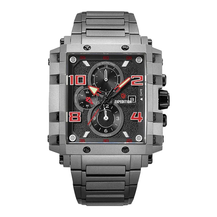 Expedition Chronograph E 6757 MC BTTBARE Men Black Dial Grey Titanium Strap