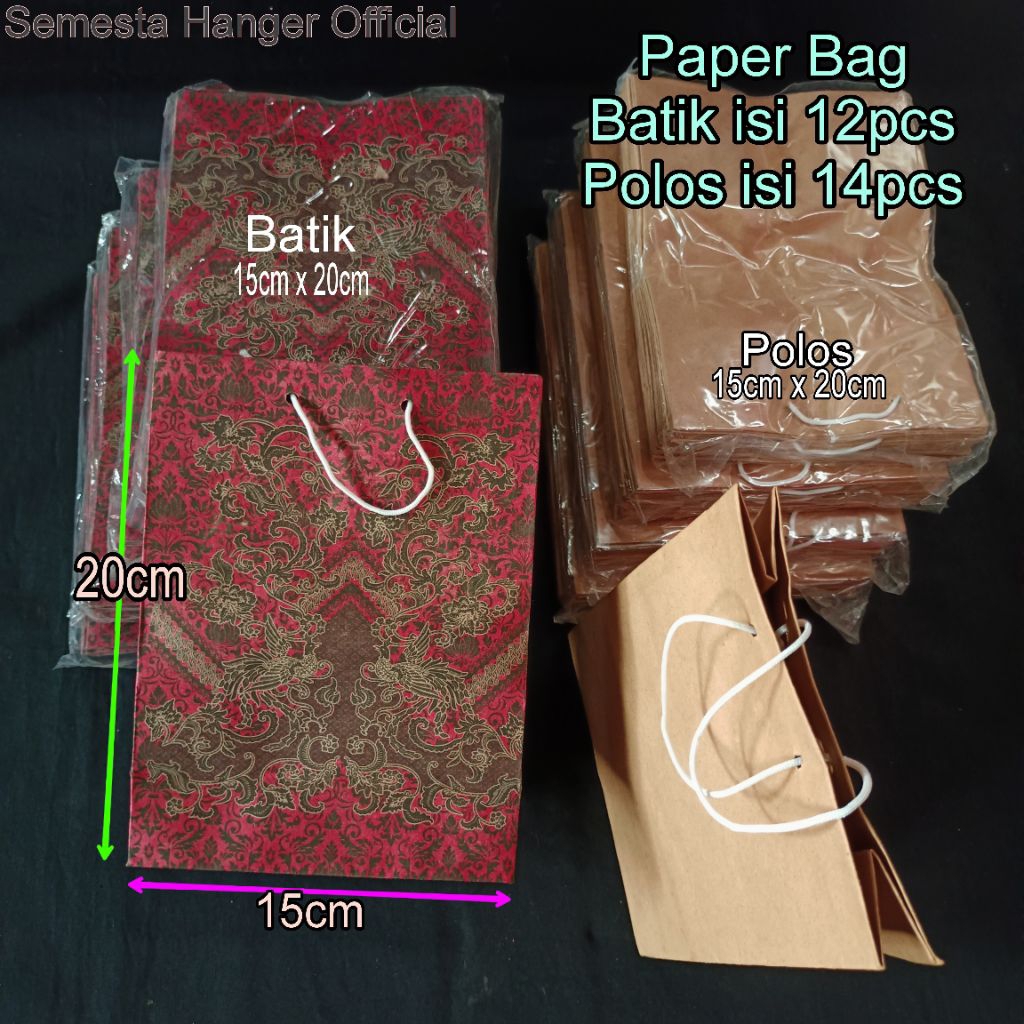 

Paper Bag Motif batik isi 12pcs dan Motif Polos isi 14pcs ukuran 15cm x 20cm