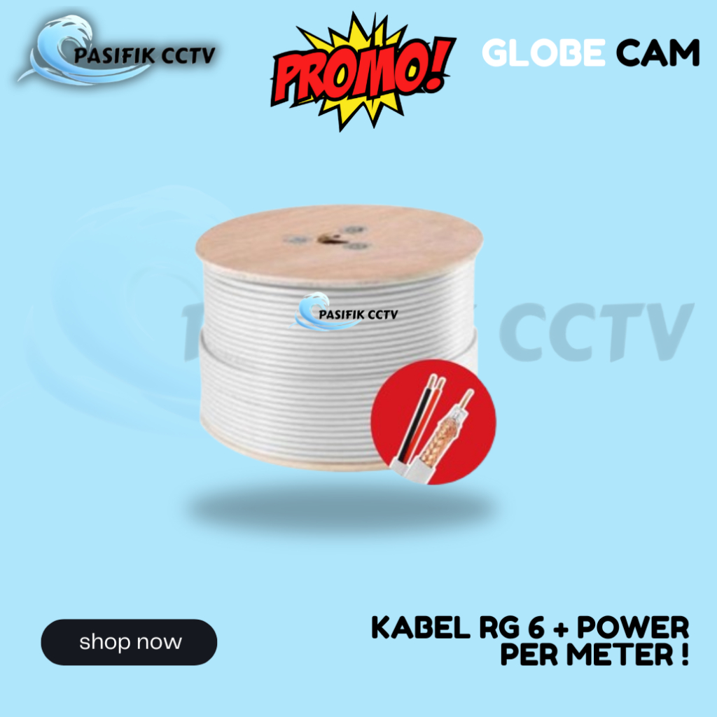 KABEL COAXIAL RG 6 + POWER GLOBECAM KABEL PREMIUM COAXIAL PER METER