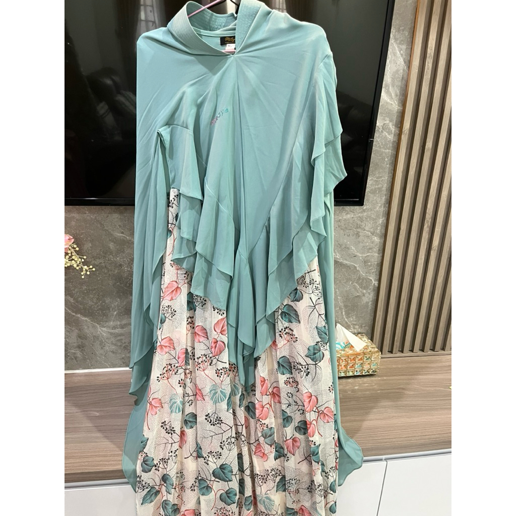 preloved gamis madenia syari set printing by masya