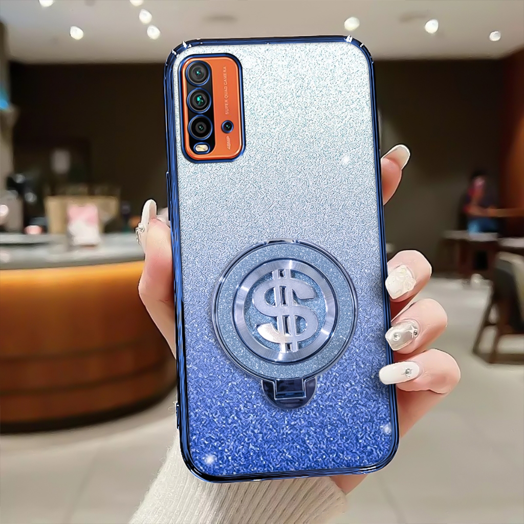 Case Kick Stand Xiaomi Redmi 9t Softcase Glitter Luxury Premium Casing