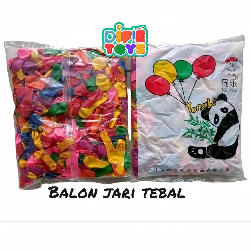 500 Balon unyil cap panda kualitas no 1 tebal atau balon jari grosir mainan  isi 500 pcs