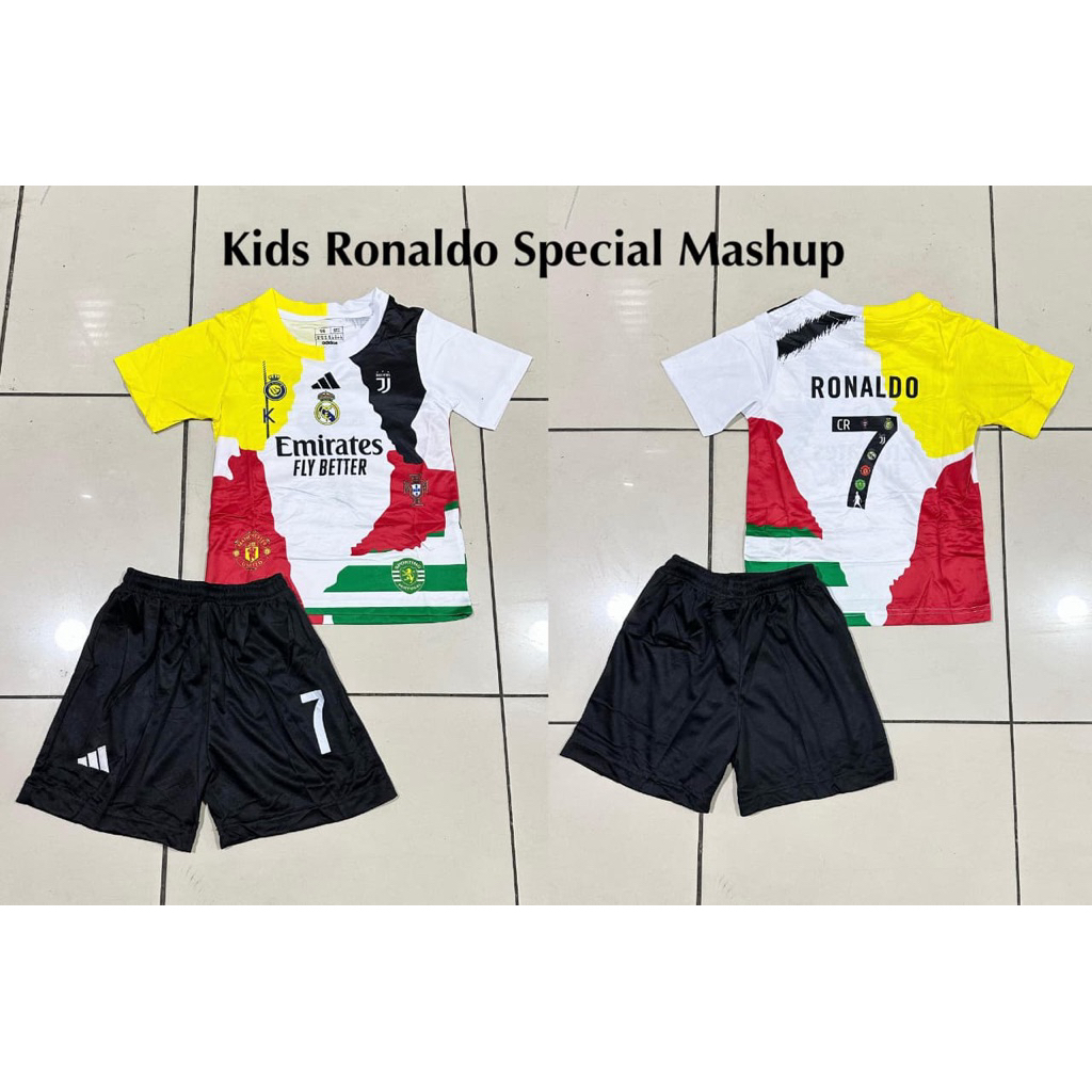 Setelan Jersey Baju Bola Anak ronaldo mashup Kids  Grade Ori Import