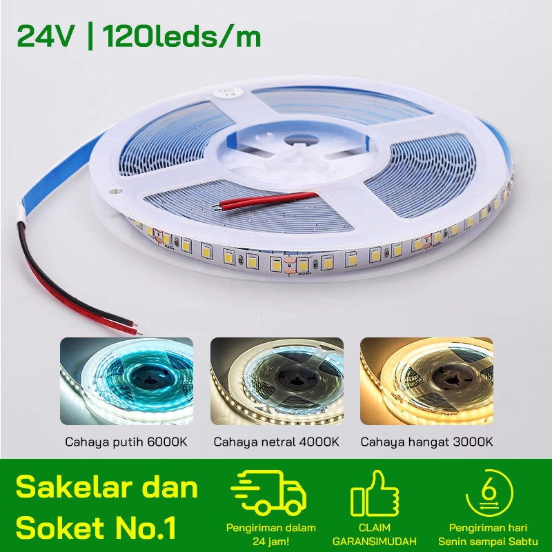 lampu led strip 10meter SMD 2835 DC 24v 120LAMPU strip tempel strip murah DC24v 2835 10meter