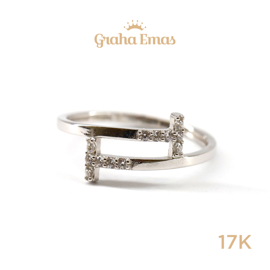 Graha Emas Cincin Emas Putih Bentuk 17K - White Gold Model Ring 17 Carat M1326