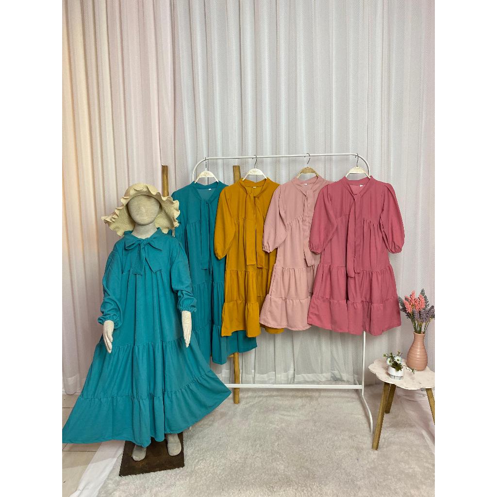 GAMIS ANAK PITA MAYUNG SMLXL BABY.CLOTH UNTUK UMUR 3-14 TAHUN MAYUNG GAMIS LEBARAN