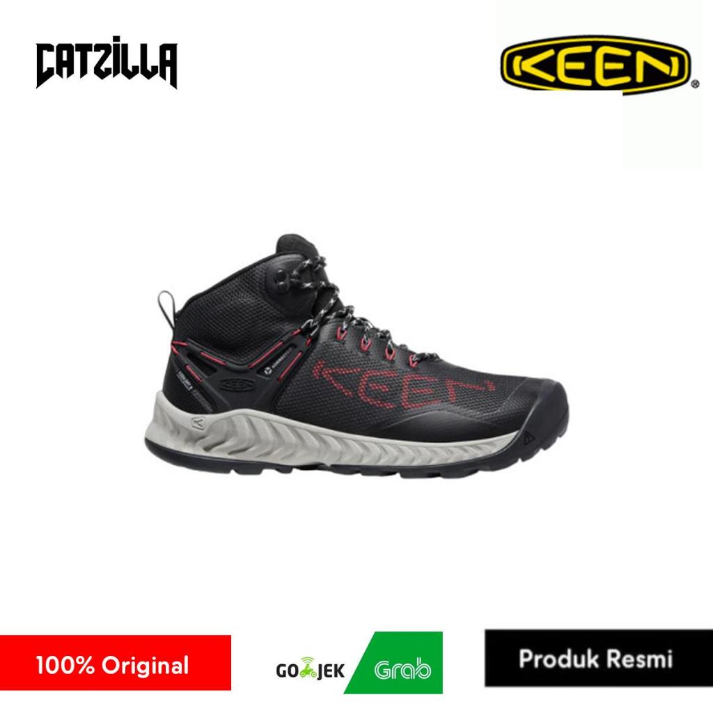 Sepatu Gunung Keen NXIS Evo Mid Waterproof Shoes - Black Red Carpet
