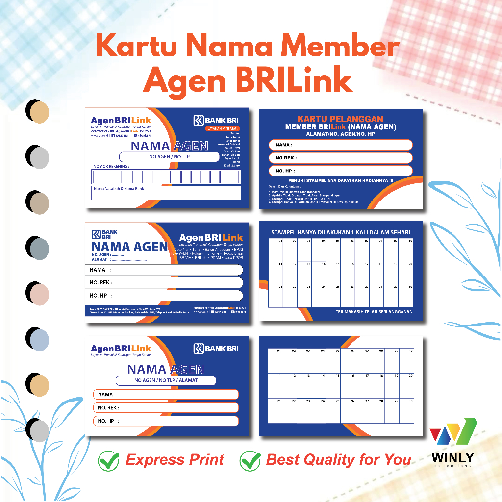 Kartu Nama Member Agen BRILINK - Kartu Pelanggan BRILINK NEW A3+ Art Carton Karton