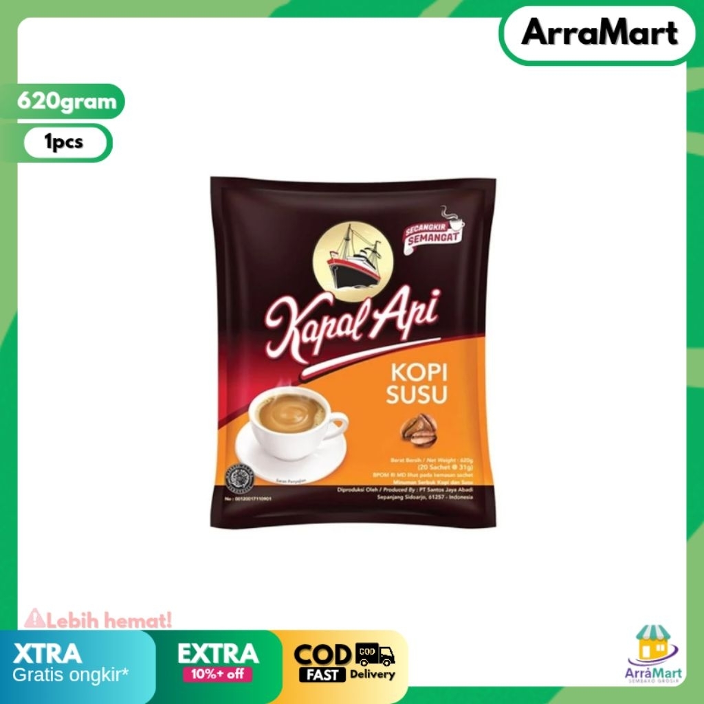 

Kapal Api Kopi Susu Kopi Bubuk Bag 620gram