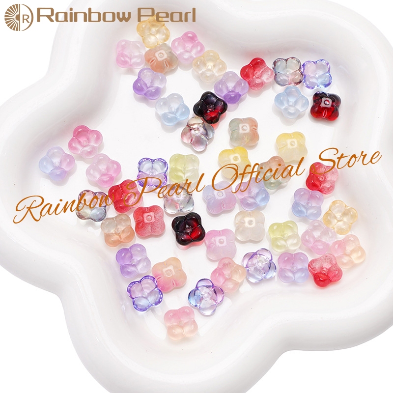 Rainbow Pearl - [12PCS] -Manik Kaca Jelly Kwee Hua Bunga Osmanthus Untuk Aksesori DIY Gantungan HP G