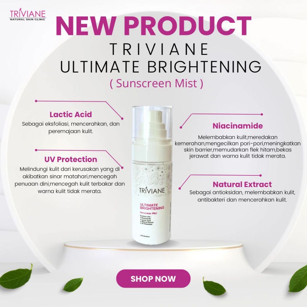 [BPOM] Triviane Ultimate Brightening Sunscreen Mist 60 ml by Triviane Natural Skin Clinic