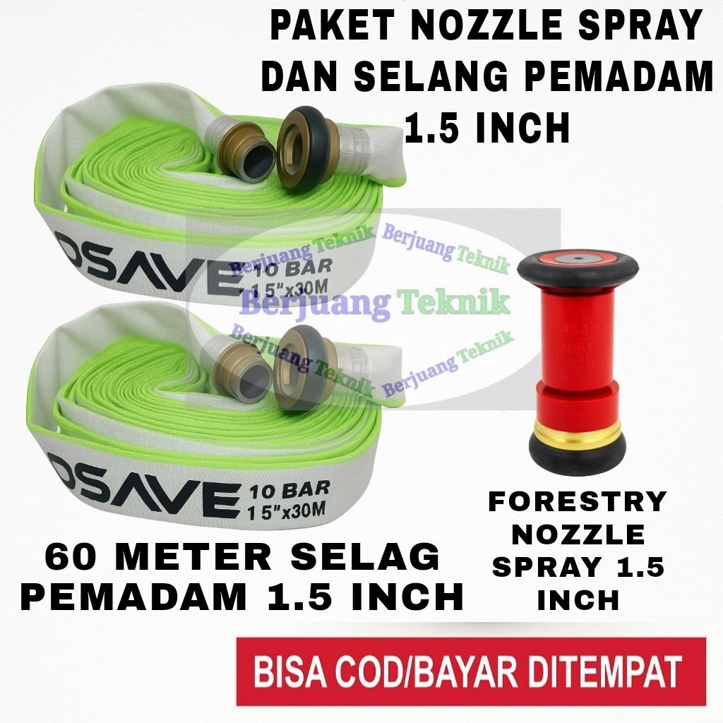 Paket Nozzle Sprayer Pemadam 1.5 Inch Komplit Selang Pemadam|| Paket Nozzle Sprayer Penyiraman Tanam