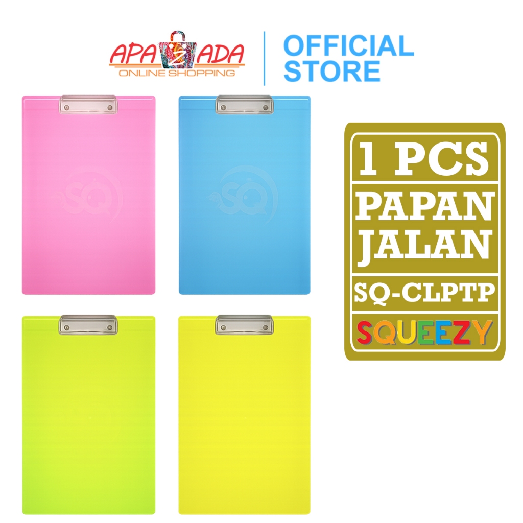 

Apazada - Papan Jalan Transparan / Clipboard Squeezy Folio A4 / Papan Alas Ujian SQ-CLPTP