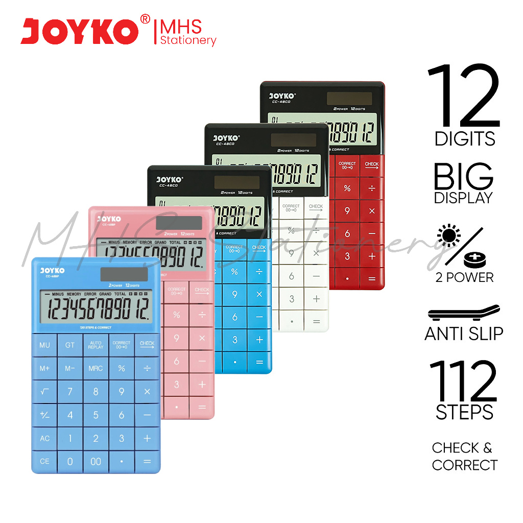

Calculator Kalkulator Joyko CC-48CO CC-48BP 12 Digits Check Correct Kantor Sekolah Kuliah Akuntansi