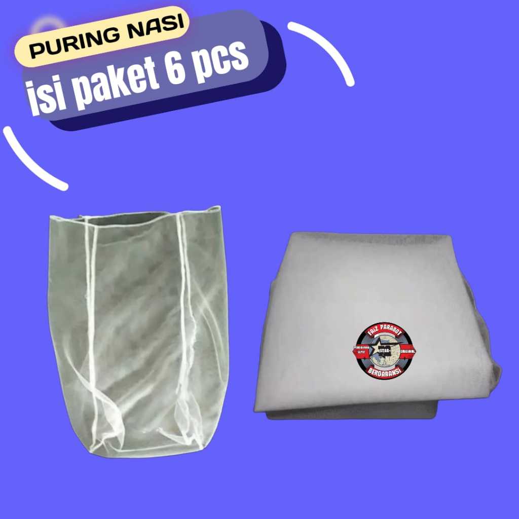 ( isi 6 pcs ) sarung puring nasi / saringan nasi / gembol nasi / alat untuk mengukus makanan, memera
