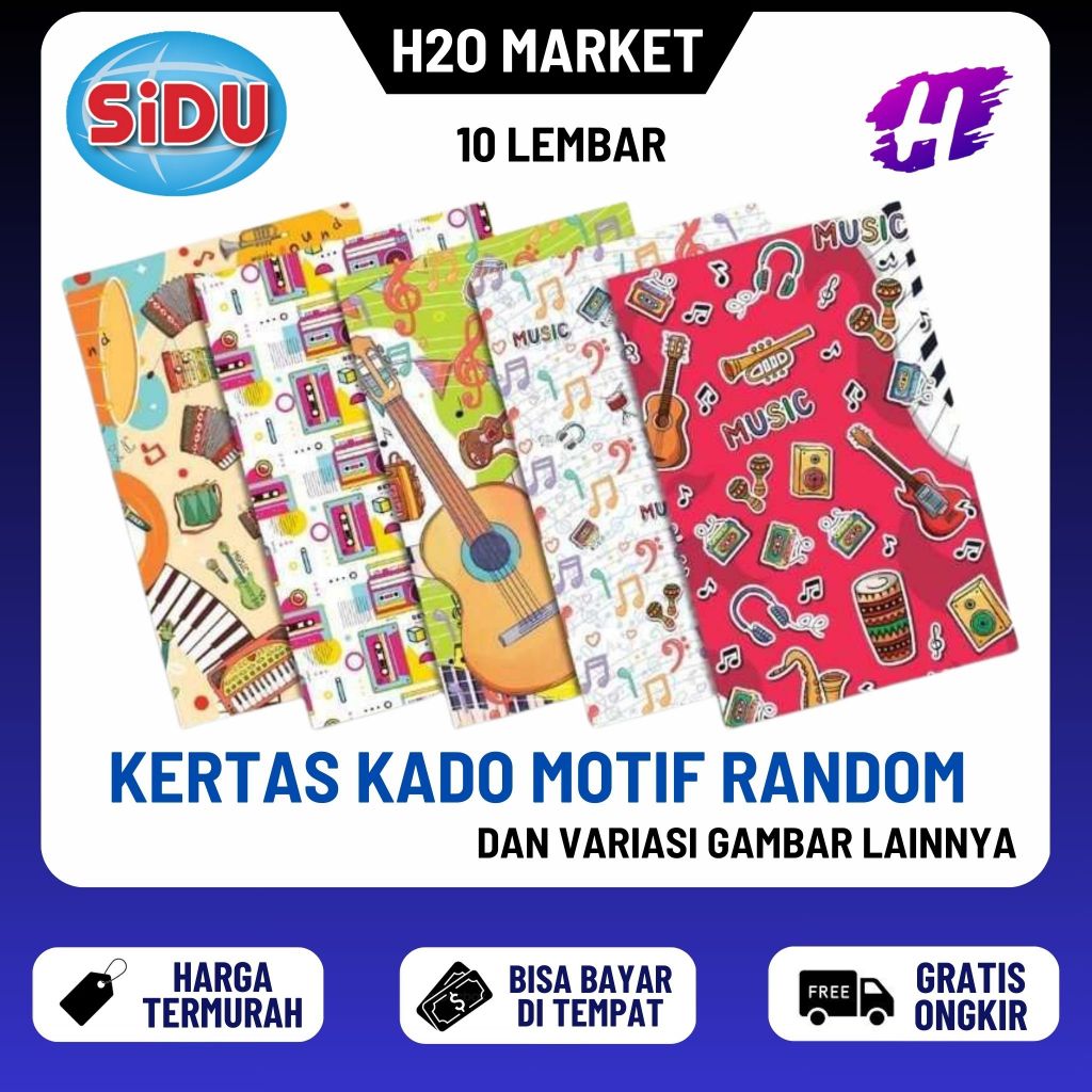 

❤️H2O❤️ Kertas Kado SIDU Ulang Tahun Motif Random ( 10 Lembar )
