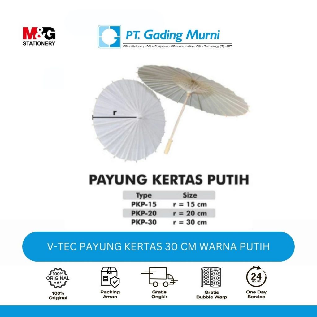 

V-TEC PAYUNG KERTAS 30 CM WARNA PUTIH