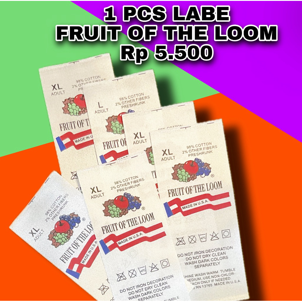 SOLDLABEL LABEL PABRIC INDUSTRI FRUIT OF THE LOOM OFFICIAL FOTL