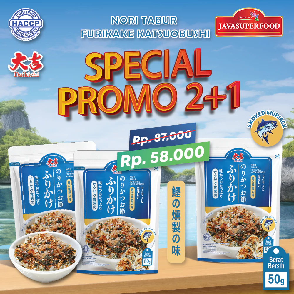 

(BELI 2 GRATIS 1) NORI TABUR FURIKAKE KATSUOBUSHI 50GR / RUMPUT LAUT PANGGANG CAMPURAN IKAN TERI DAN KATSUOBUSHI IRISAN CAKALANG