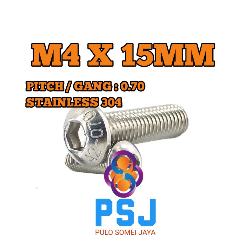 Baut L Button M4 x 15 / Baut Button L M4 x 15 SUS 304
