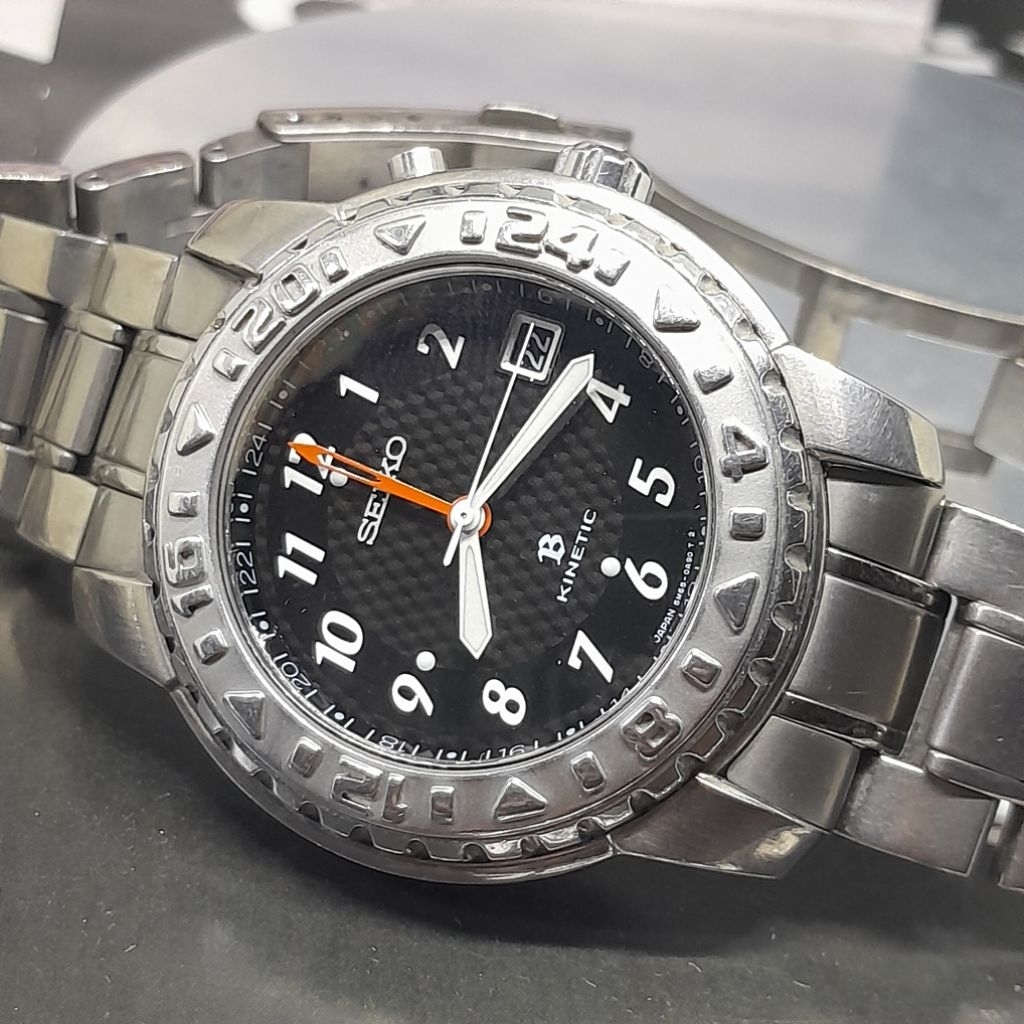 Jam tangan pria Rare Seiko Brightz Kinetic GMT 5M65 0A80 Titanium JDM