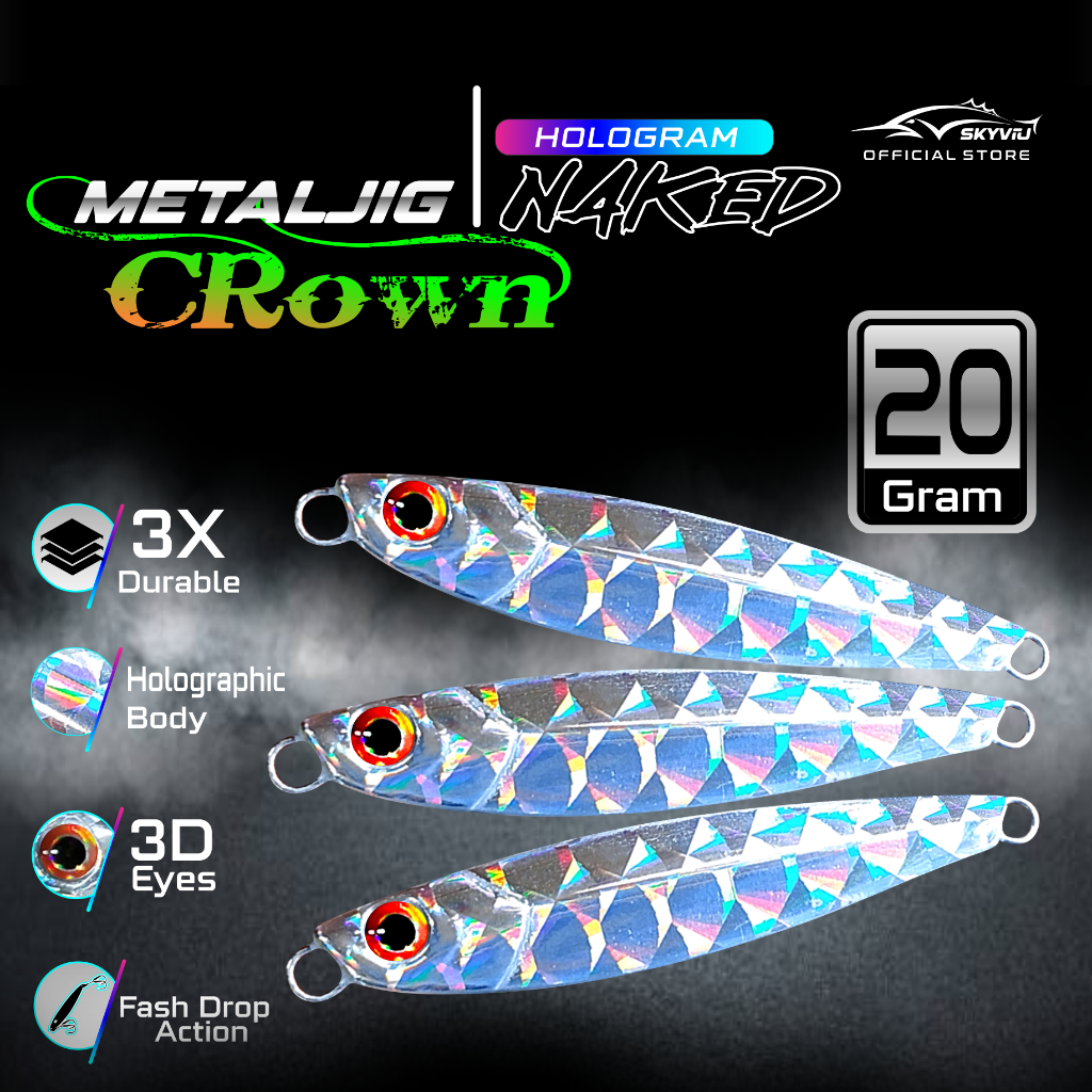 Micro Jig 20 Gram SKYVIU JPX Hologram Naked Umpan Mikrojig 20grm Silver Killer Umpan Pancing 20g Man