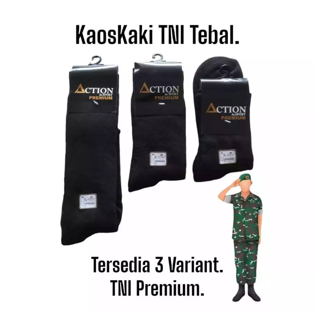 KaosKaki TNI Hitam Tebal/KaosKaki PDL Tebal, Kaos Kaki Tebal Panjang Katun.