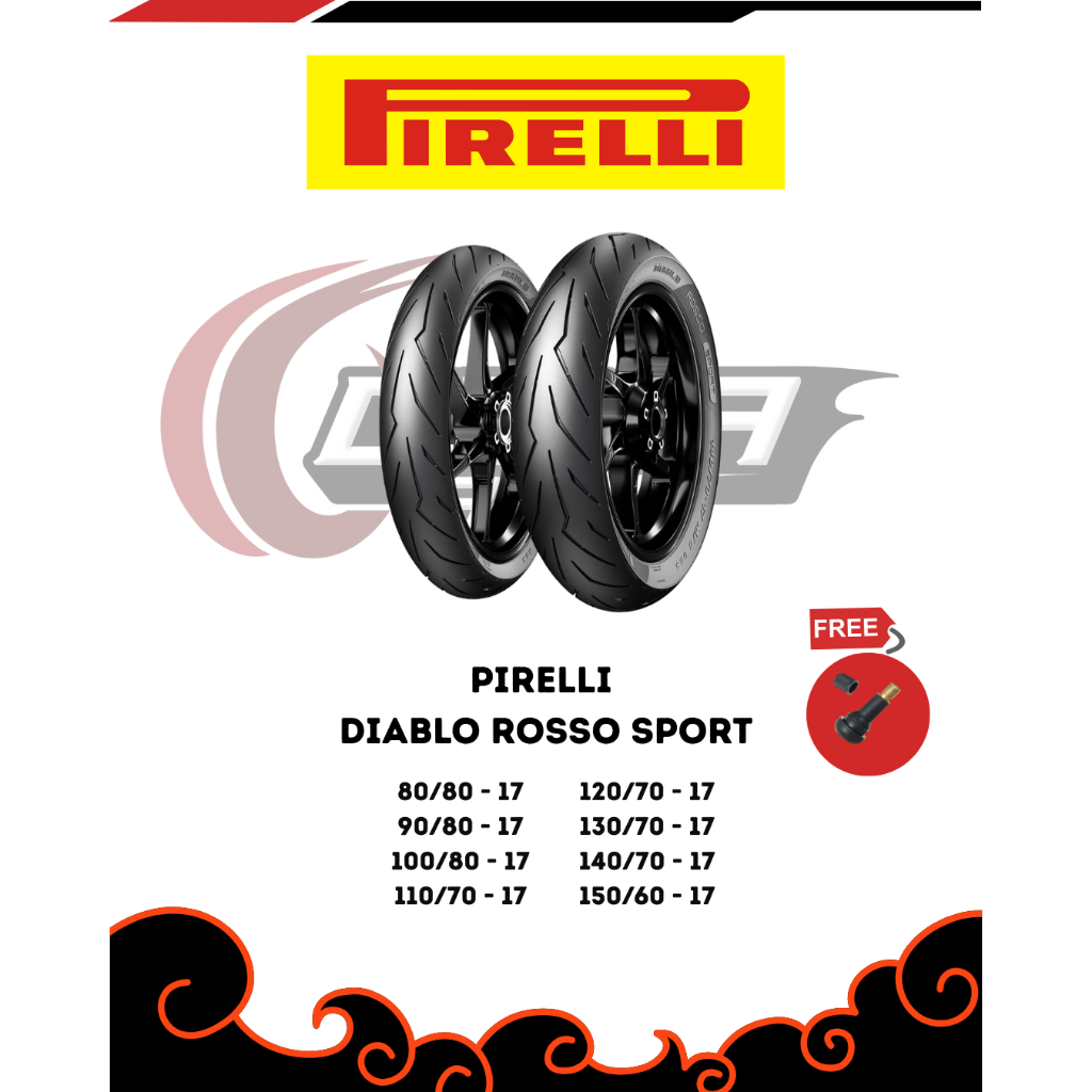 PIRELLI DIABLO ROSSO SPORT RING 17 ukuran ( 80/80 - 150/60 Ring 17)