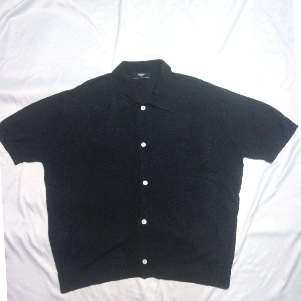 TRILLION Bookle Collar Unisex  Full Button Boxy Oversized Kerah Pendek Knitwear Sweater Sweatshirt C