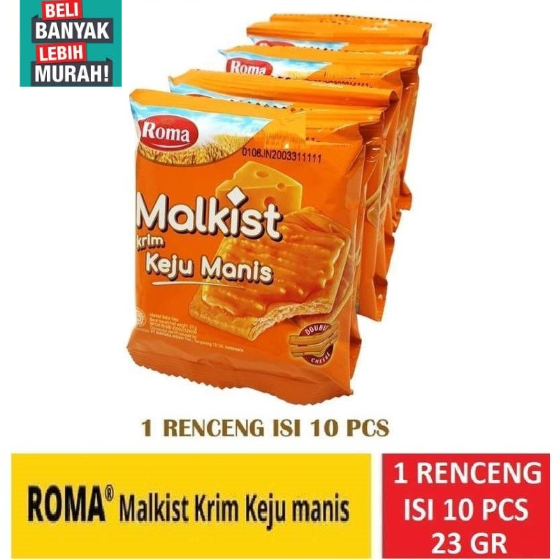 

ROMA MALKIST KEJU MANIS RENCENG 10 SACHET ( BELI BANYAK LEBIH BANYAK )