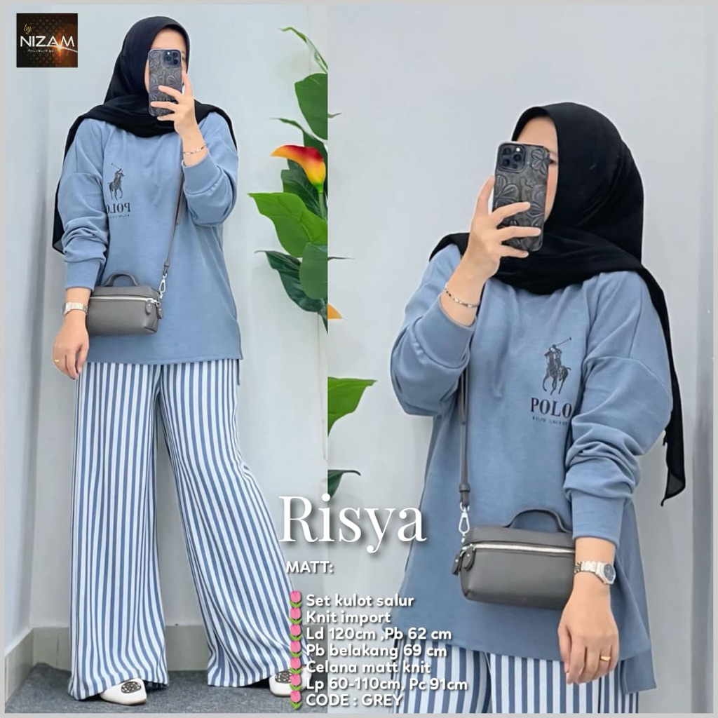 setelan kaos wanita terbaru risya one set knit wanita