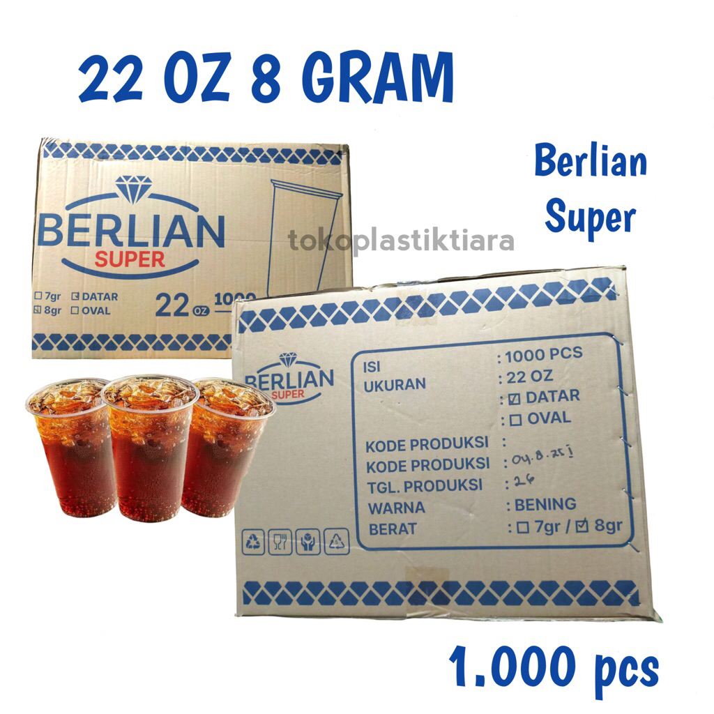 Gelas Cup 22 oz 8gram Tebal Berlian [1000pcs]