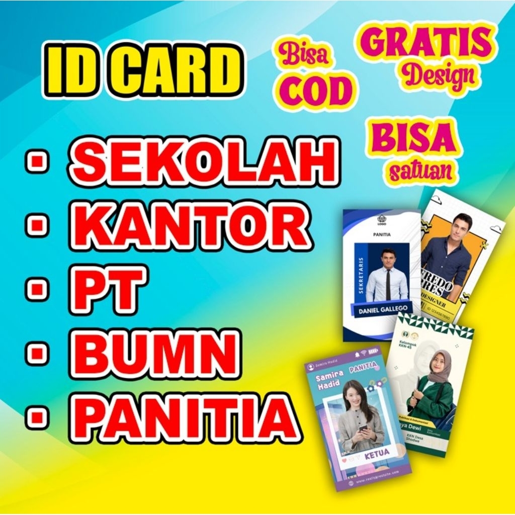 

cetak ID CARD satuan / id card panitia / kartu emoney custome