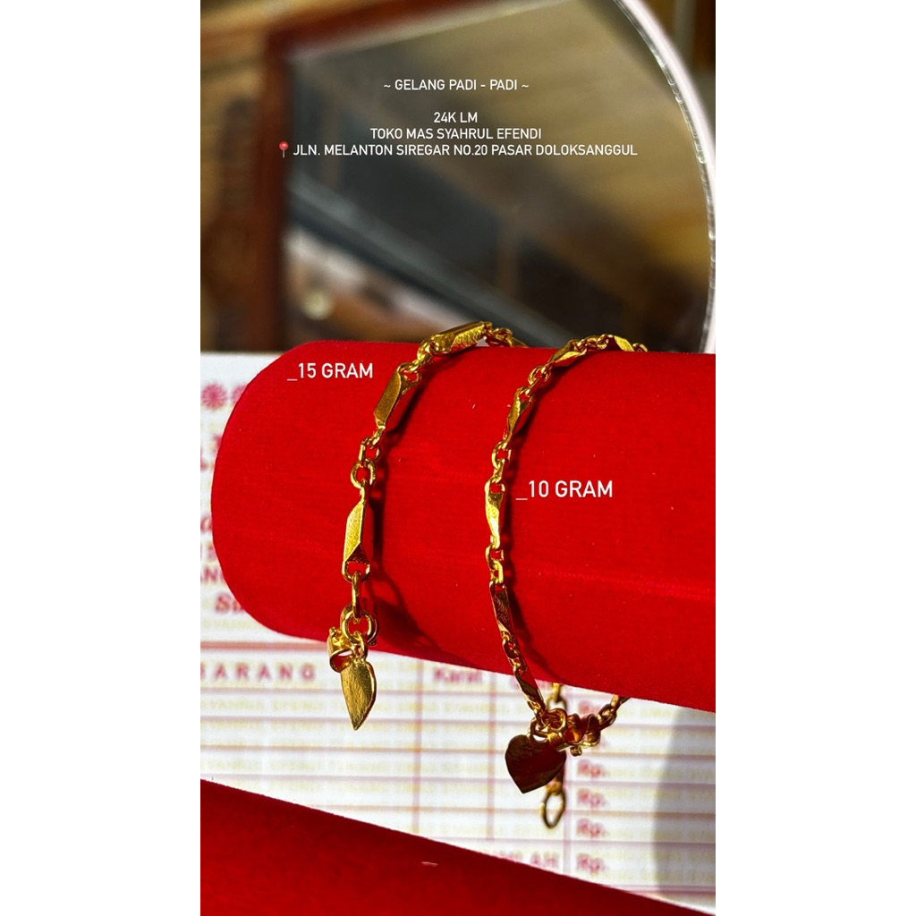 Gelang Padi-Padi / Balok - Emas London 24K LM