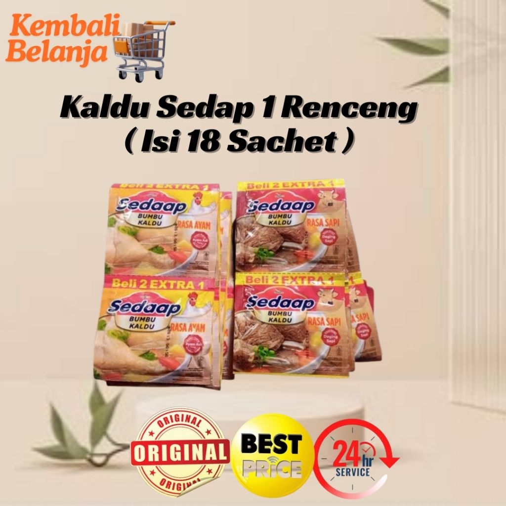 

Bumbu Kaldu Sedap 1 Renceng Isi 18 Sachet/ Sedaap Bumbu Kaldu/ Bumbu Kaldu Sedaap/ Bumbu Sedap Ayam Sapi/ Kaldu Sedaap Sapi Ayam