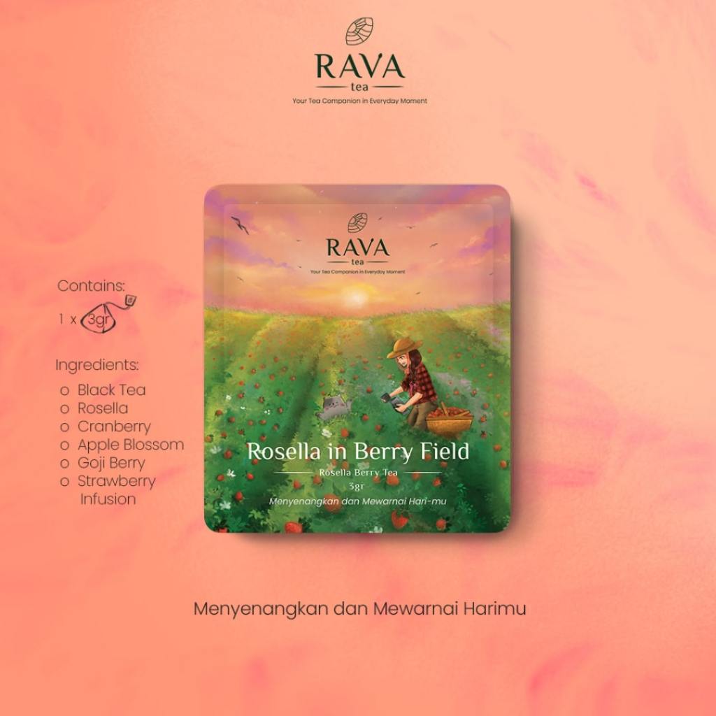 

Rava Tea: Rosella in Berry Field Daily Pack 3g - Teh Buah Rosella Berry - Artisan Tea Blend