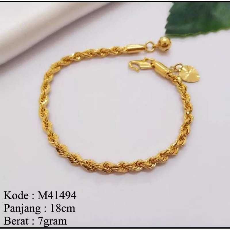 Gelang Rantai Lilit Gelang Tambang Titanium / Gelang Rantai Emas 24K