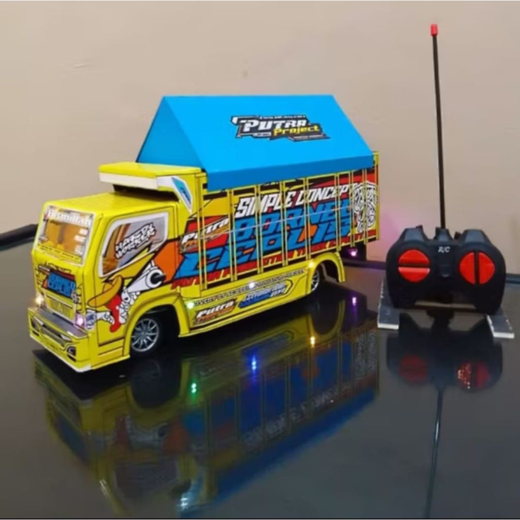 PROMO MURAH MINIATUR TRUK OLENG KAYU TRIPLEK BREWOG BREWOK  FULL LAMPU KELIP MURAH GROSIR MAINAN min