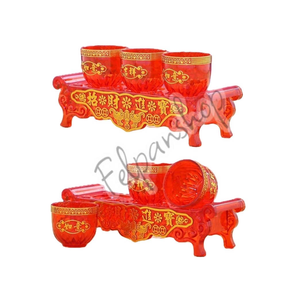 Cangkir teh Kristal merah cabe cangkir sembahyang kristal set