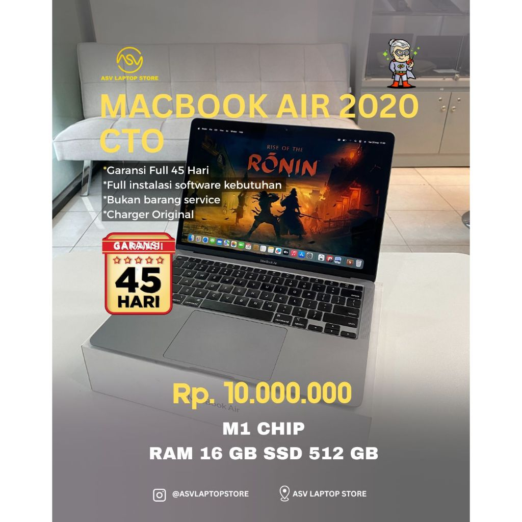 MACBOOK AIR 2020 13 INCH CORE M1 I5 I3 RAM 16GB 8GB SSD 512GB 256GB LAPTOP APPLE CTO 2018 2019