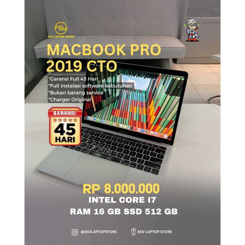 MACBOOK PRO 2019 CTO CORE I7 RAM 16GB SSD 512GB 4 THUNDERBOLT LAPTOP APPLE ORIGINAL V 2020 M1