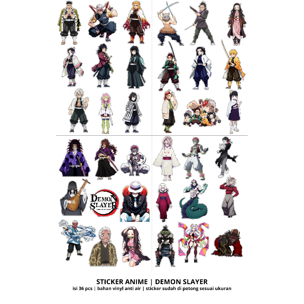 

Sticker Pack Anime Kimetsu No Yaiba Demon Slayer Vinyl Waterproof Anti Air / Sticker Anime Kekinian