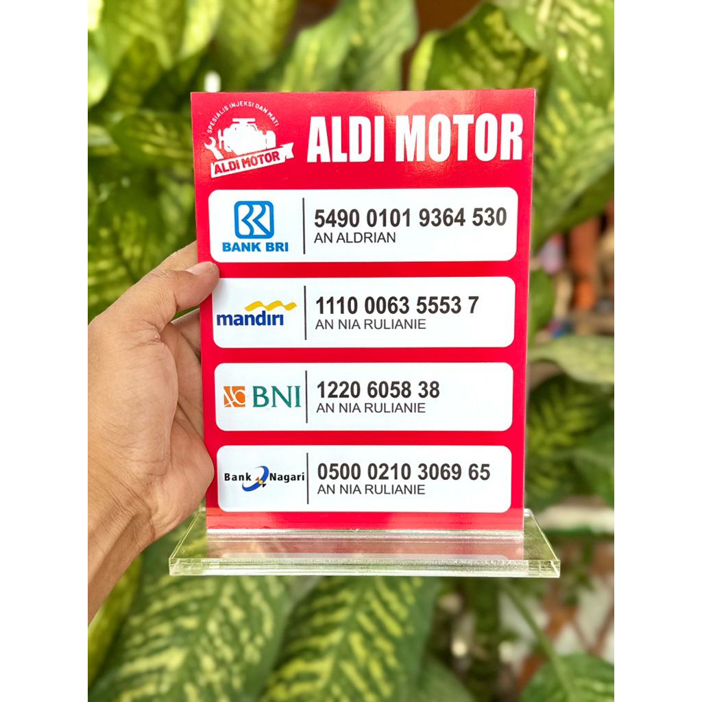 

PAPAN AKRILIK REKENING MEJA UKURAN 15x20cm BISA CUSTOM REKENING