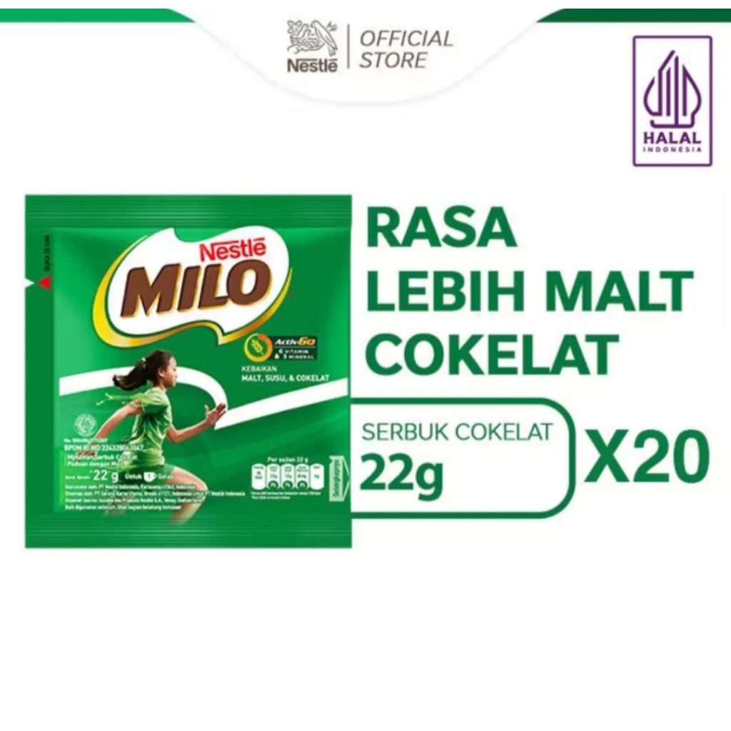 MILO SACHET 22 GRAM 1 RENCENG ISI 10 SACHET