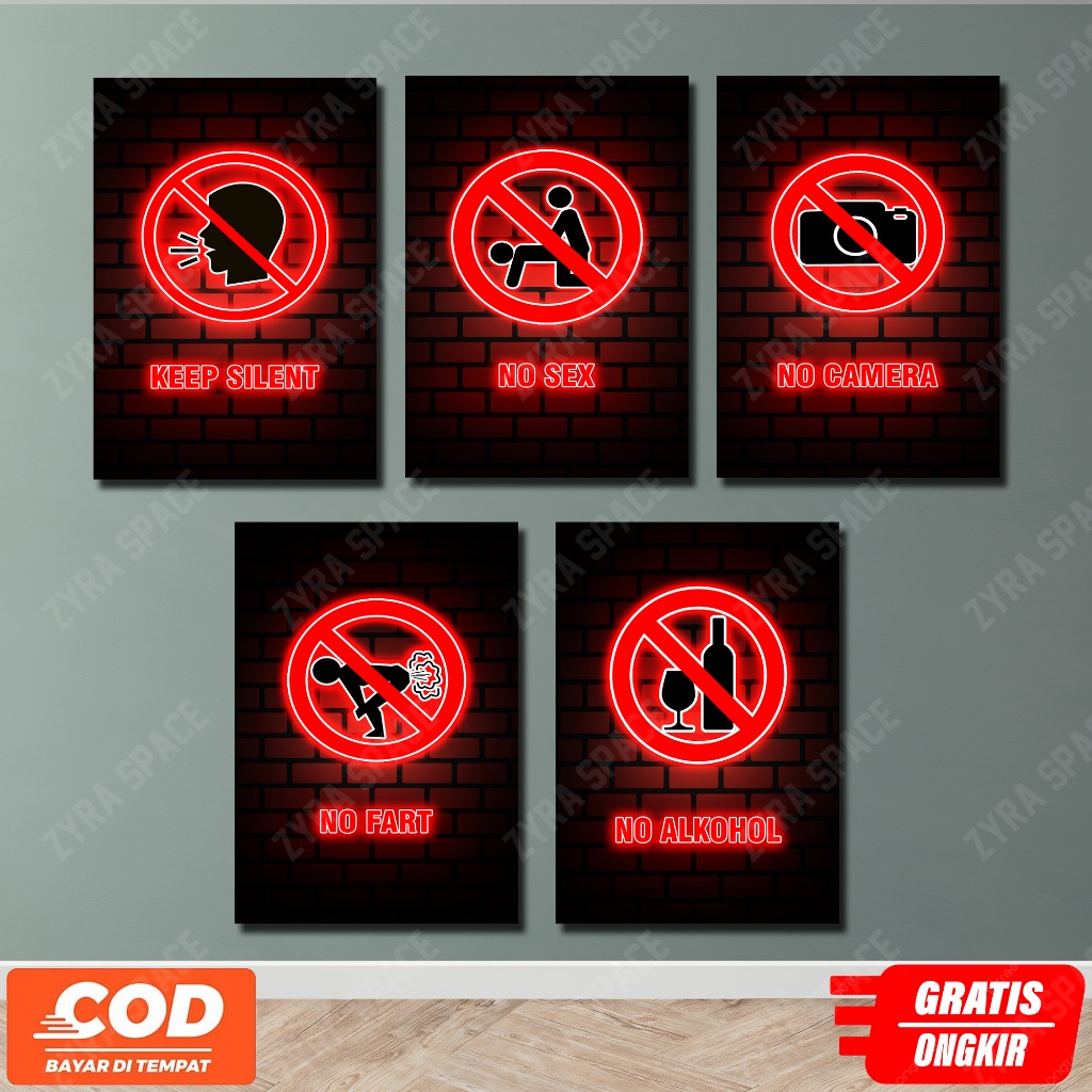 Pajangan Dinding Gambar Neon Dilarang / Hiasan Poster Murah Keren Aesthetic / Dekorasi Dinding