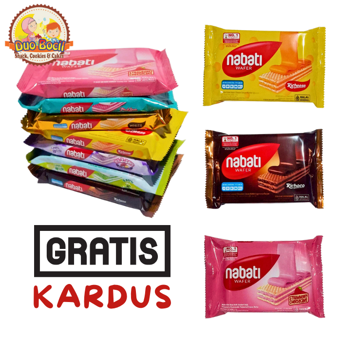 

NABATI WAFER / Richoco, Richeese, Strawberry, White, Goguma, Cocopan Flavour, Pink Lava - Duo Bocil Snack