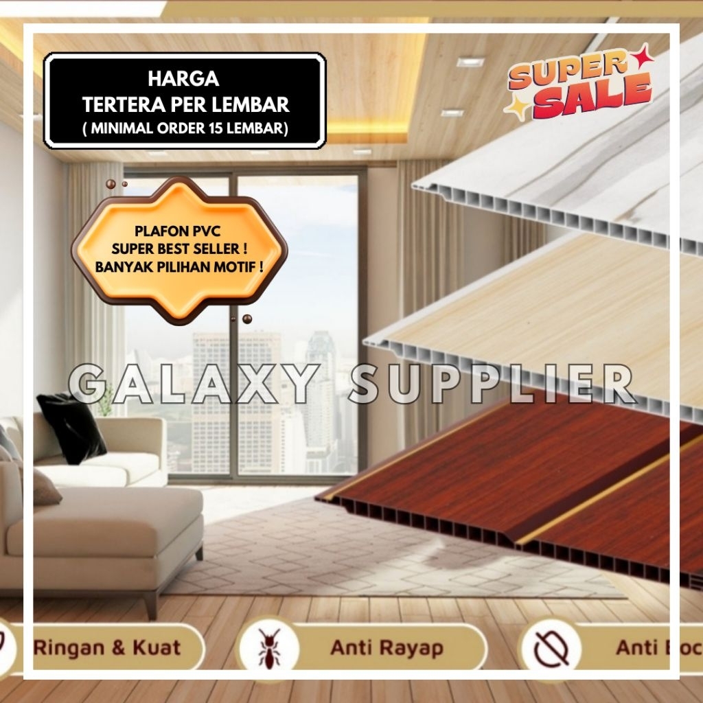 [HARGA PER DUS ] PLAFON PVC PANJANG 4 METER TERSEDIA BANYAK PILIHAN MOTIF ESTETIK