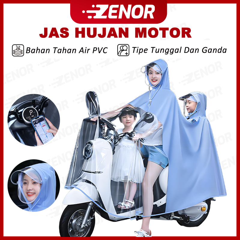 Jas Hujan Motor 2 Kepala untuk 2 Orang /Jas Hujan Ponco PVC PREMIUM / Jas Hujan wanita dan pria moto